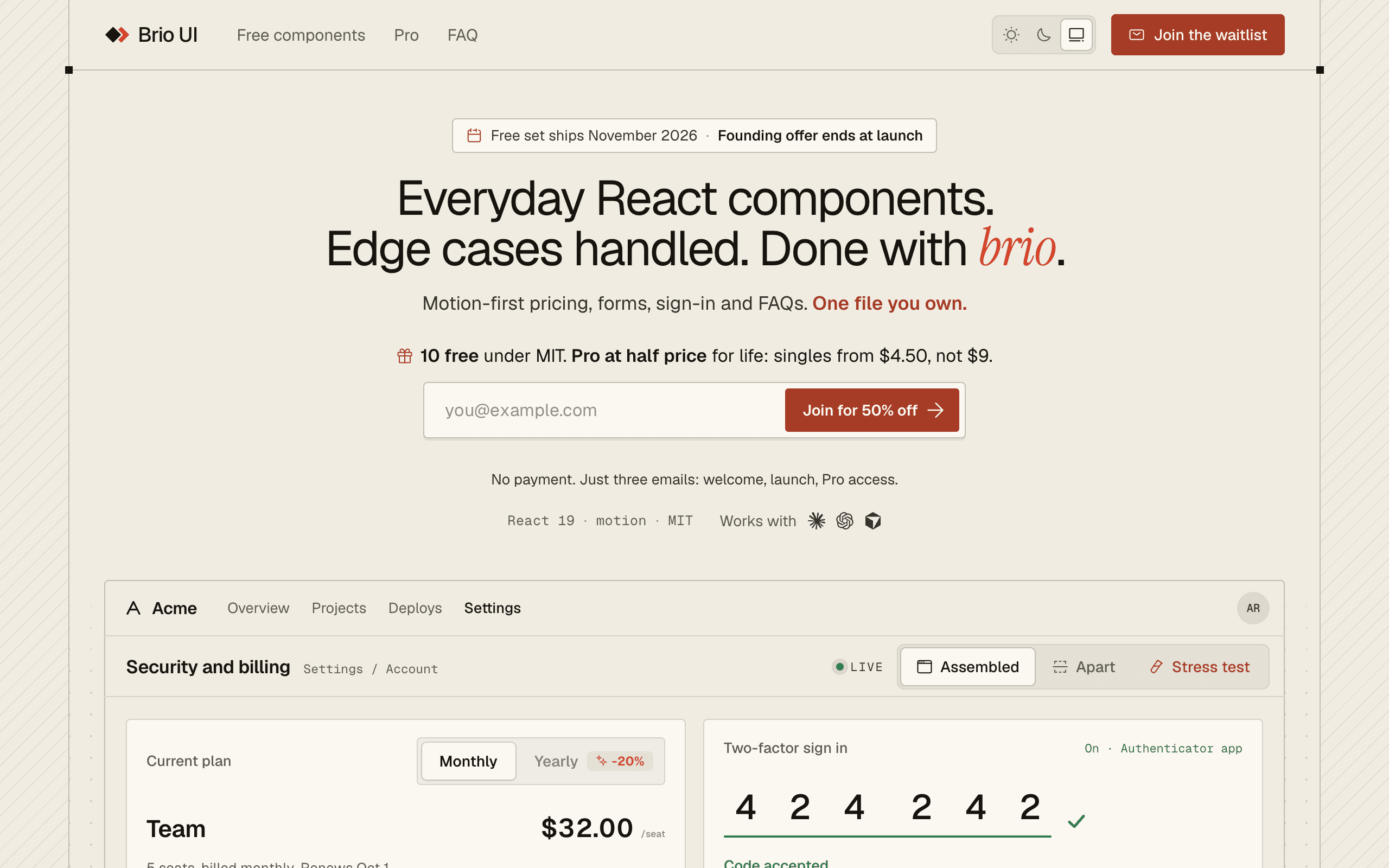 Screenshot of Brio UI