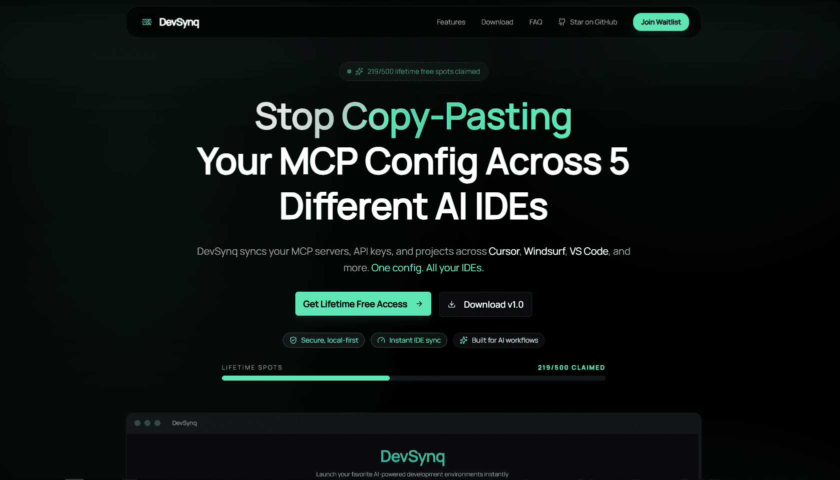 Screenshot of DevSynq