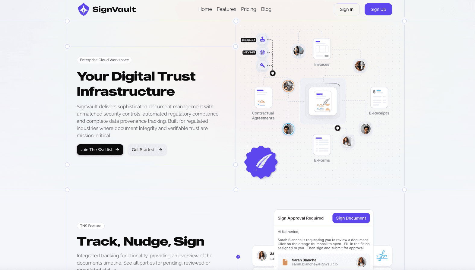 Screenshot of SignVault.io